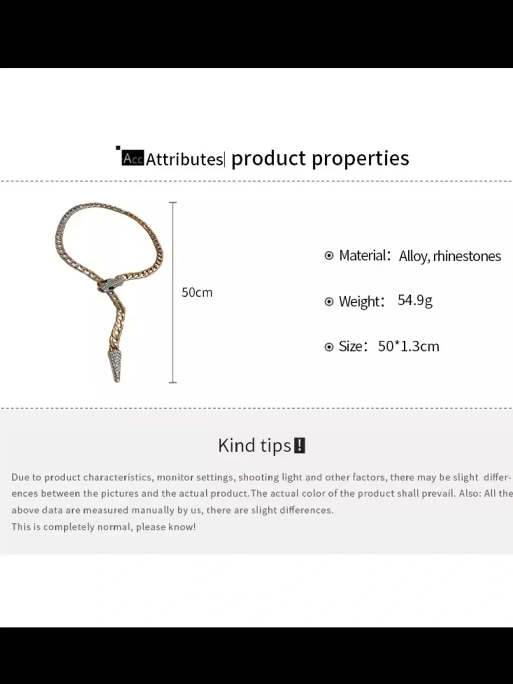 Snake Pendant Chain Necklace - Women Jewelry - Picture 4 of 4